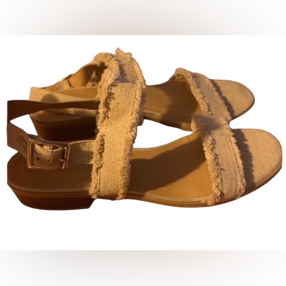 Cityclassified Light Tan Frayed Edge Sandals Heels Women’s Summer Shoes Taupe